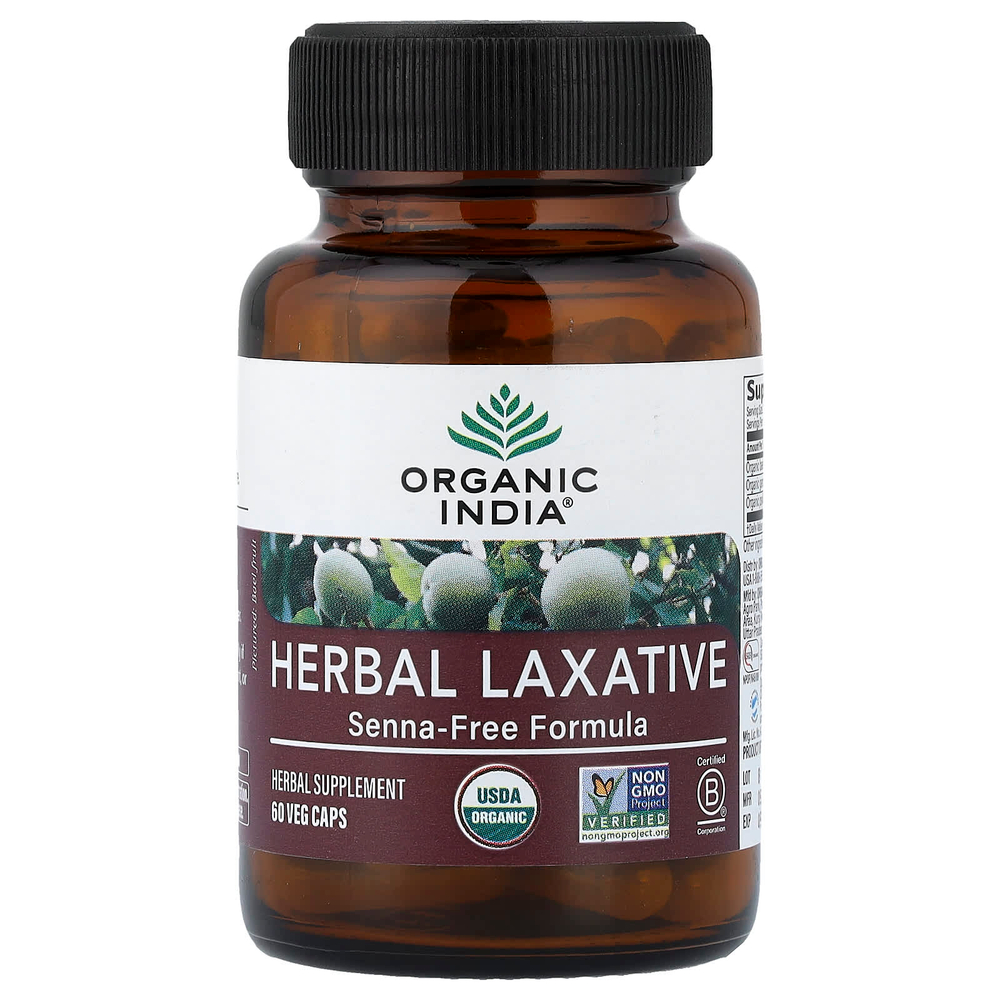 Organic India, травяное слабительное средство, без сенны, 60 растительных капсул