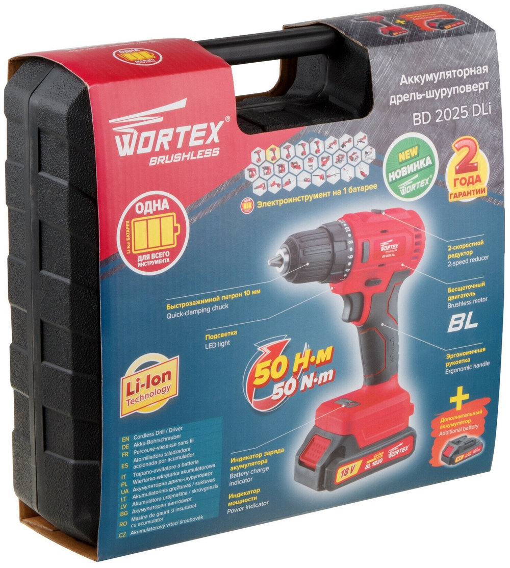 Аккумуляторная дрель-шуруповерт Wortex BD 2025 Dli