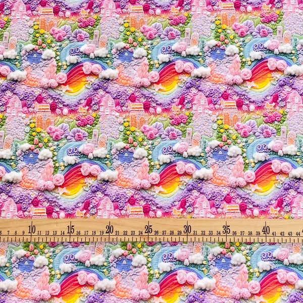 ИМИТАЦИЯ ЦВЕТОЧНОЙ ВЫШИВКИ #1, отрез 0,85 % хлопок Handmade Fabrics 2