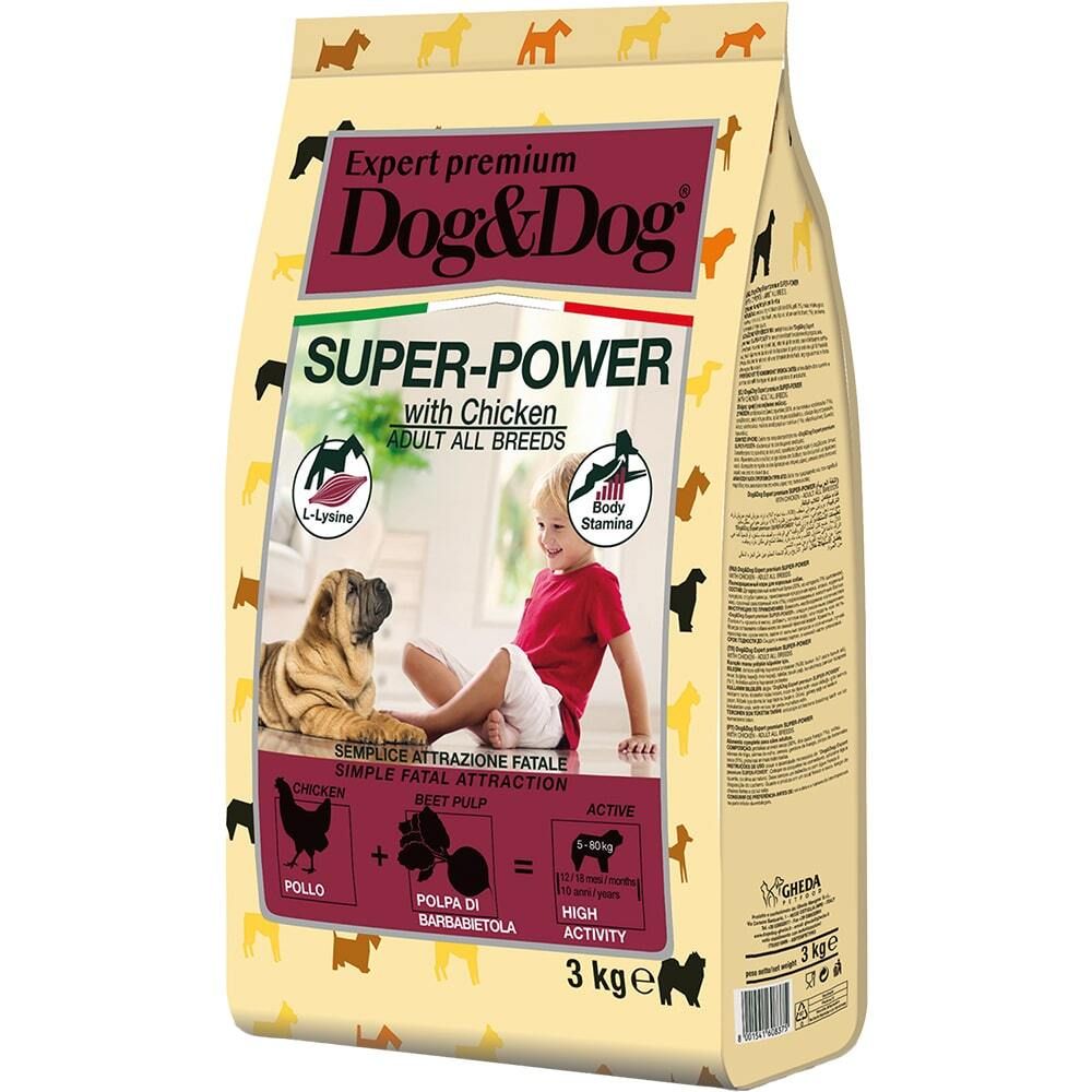 Сухой корм Dog&amp;Dog Expert Premium Super-Power с курицей для взрослых активных собак 3 кг