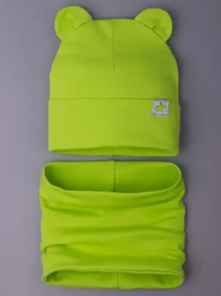 Шапка с ушками осенняя и снуд для детей