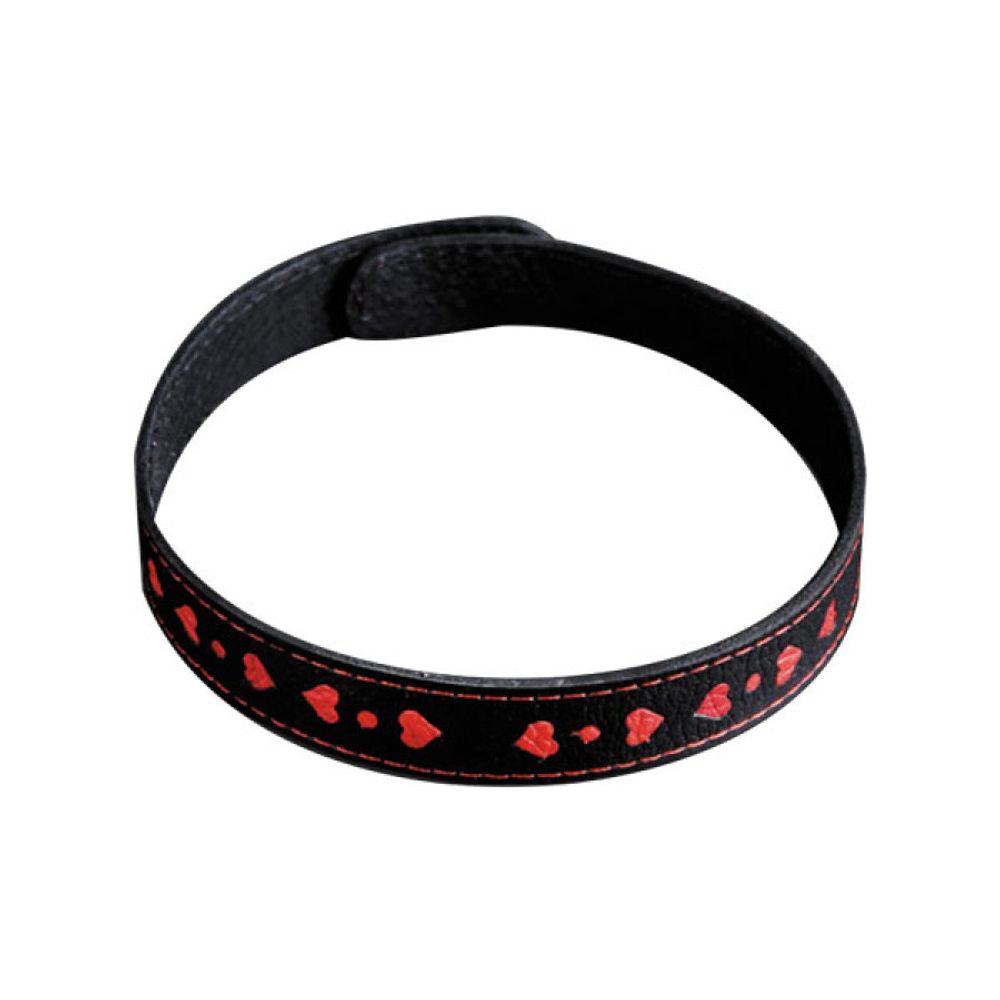 Ошейник с сердечками черный