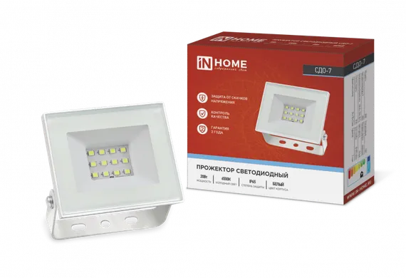 Прожектор светодиодный СДО-7 20Вт 230В 6500К IP65 белый IN HOME