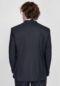 Мужской костюм тройка в полоску (синий) В77