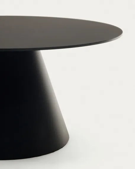 Журнальный столик Wilshire Ø80 см черный, закаленное стекло, металл