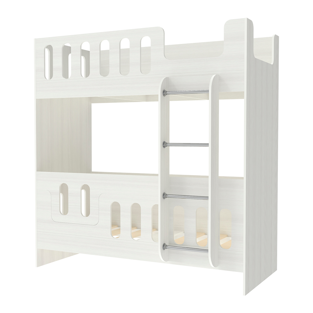 Двухъярусная кровать КарИВи cо сплошным бортом ДС-26 80x180 Белое Дерево