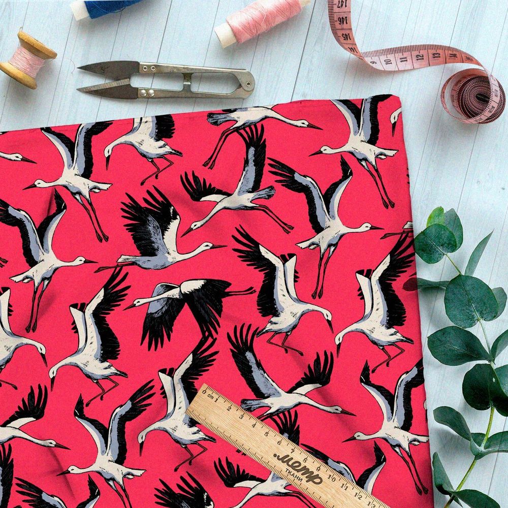 Ткань премиум бифлекс стая журавлей