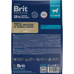 Brit premium dog sensitive сухой корм для взрослых собак всех пород с чувствительным пищеварением с ягненком и индейкой - 3 кг