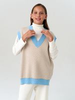 Жилетка для девочки в школу AT953 темно-бежевый