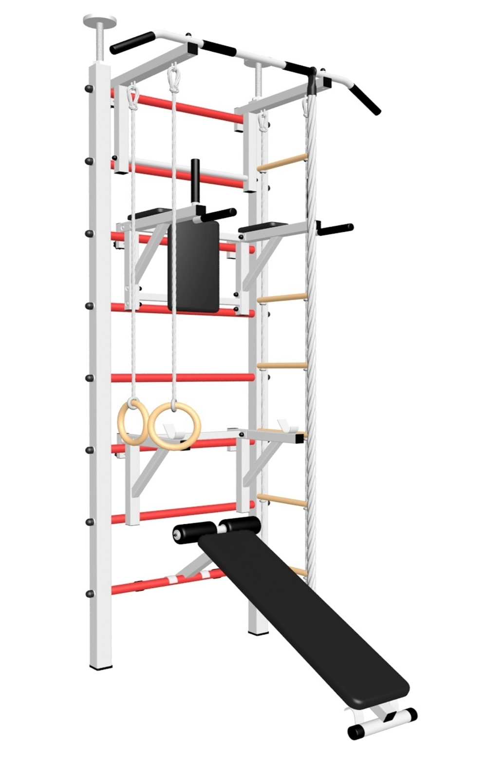 Шведская стенка Sv Sport враспор (Турник стандарт/Брусья/Стойка/Скамья/Канат/Кольца/Лестница)