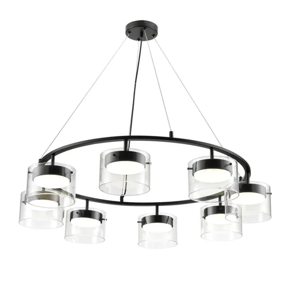 8232/8 COMFI LN25 193 черный/прозрачный, металл/стекло Светильник подвесной LED GX70 8*10W 220V NATALINA
