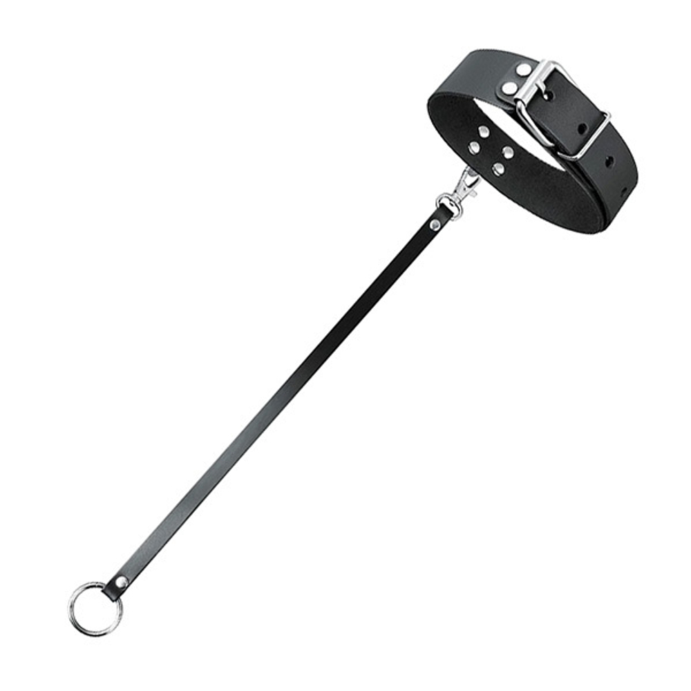 Черный кожаный ошейник с ремешком Bior Toys Notabu Real Leather NTB-80705