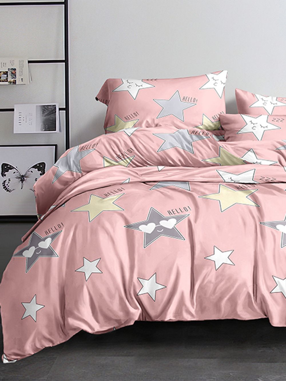 Постельное белье Полисатин Simple House "Омелек" 1,5-сп Наволочка 50х70 см 1 шт Простынь на резинке 90x200 см Пододеяльник 145x215 см