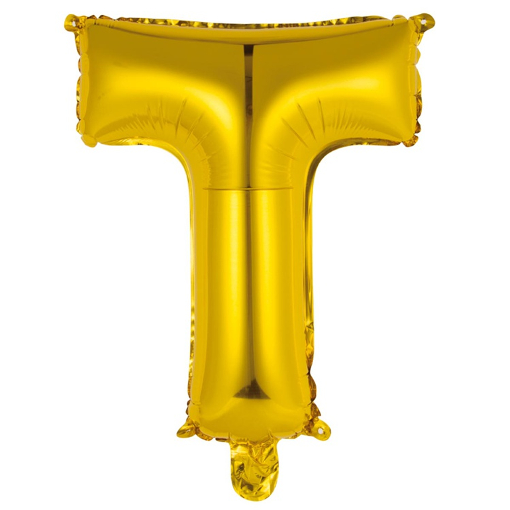 Шар фольгированный Буква Т 35 см (Золотой)