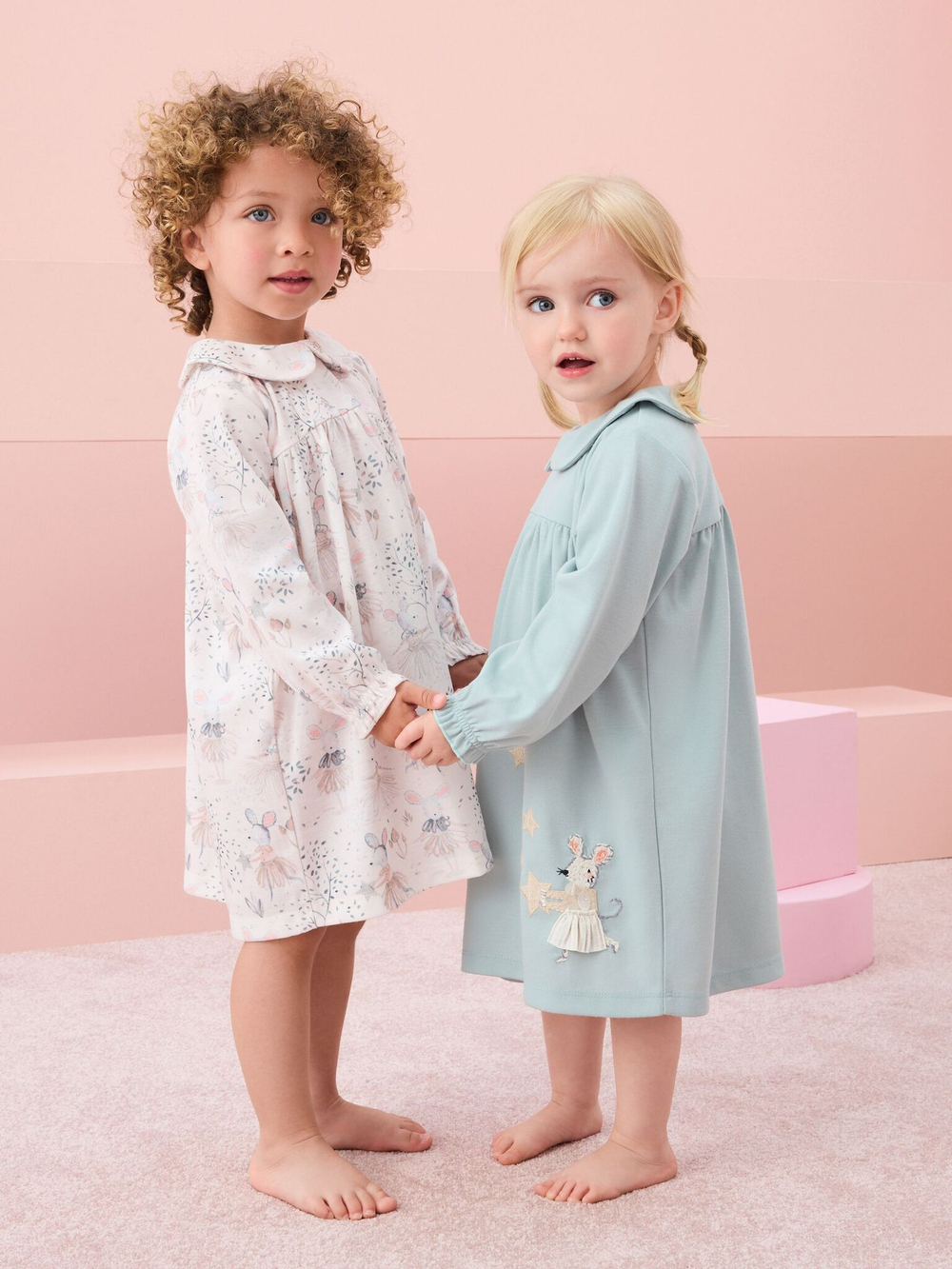 Рубашка ночная для девочки Next N76-507, 2 шт., Голубой, Молочный