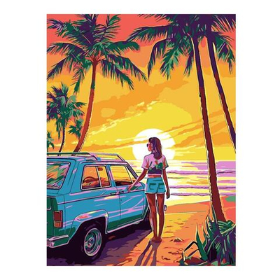 Картина по номерам 30*40см "Закат на берегу" (на подрам.) (Lori)