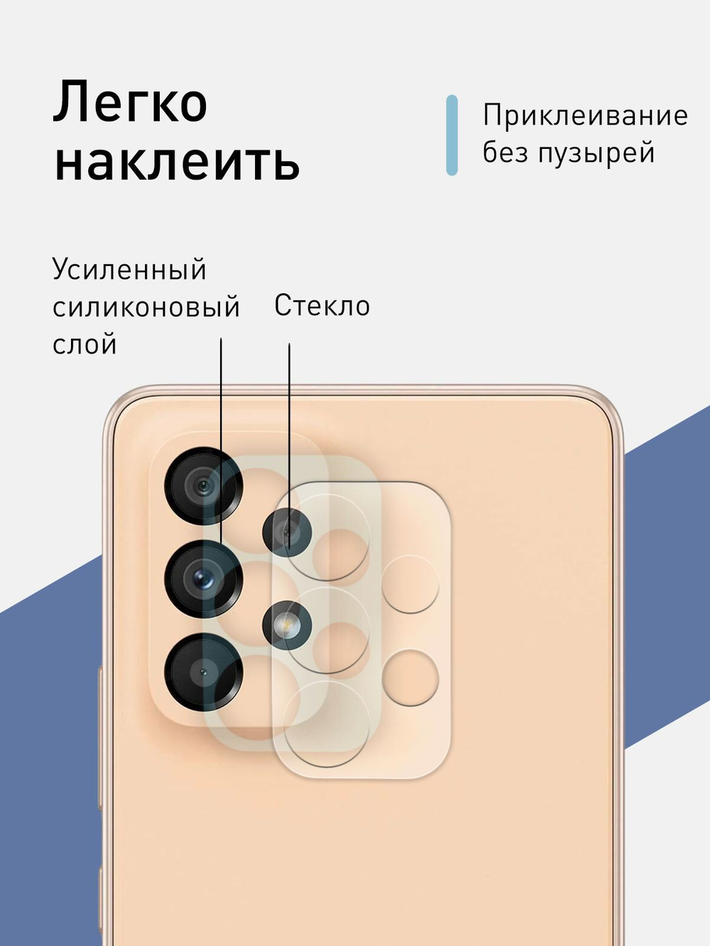 Стекло на камеру ROSCO для Samsung Galaxy A53 оптом (арт. SS-A53-CLEAR-CAM-GLASS)