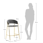 Стул полубарный Turin синий с золотыми ножками