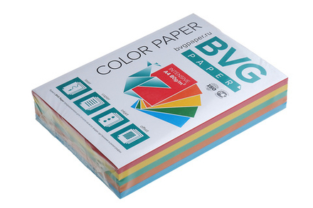 Бумага для офисной техники цветная intensive 5 цв. (красный желтый оранжевый зеленый голубой) А4 80г/м2 500л BVG