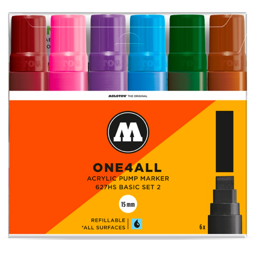 Набор маркеров Molotow One4all 627HS - 6шт Basic-Set #2 (15мм)