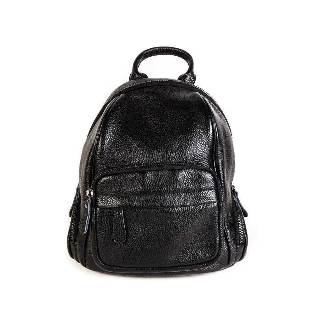 Стильный женский повседневный чёрный рюкзак из натуральной кожи Dublecity 9752