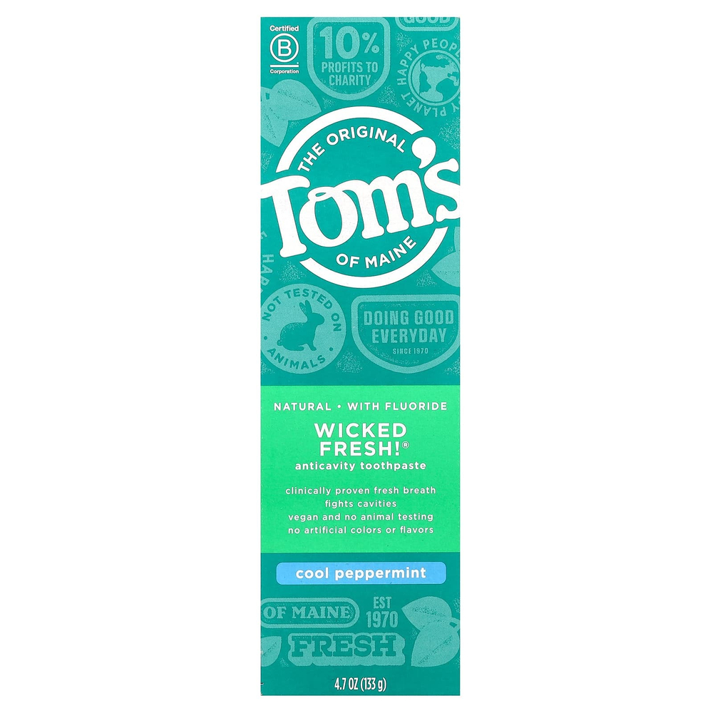 Tom's of Maine, Wicked Fresh!, натуральная зубная паста против кариеса с фторидом, освежающая перечная мята, 133 г (4,7 унции)