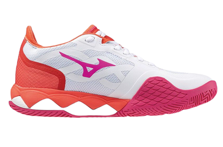 Женские Кроссовки теннисные Mizuno Wave Enforce Tour AC - white/radiant red/fuchsia purple