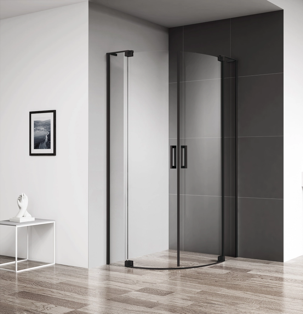 Душевой уголок Cezares SLIDER-R-2-80/90-C-NERO, профиль черный