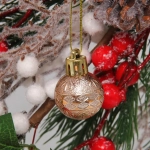 Новогодние шары 3 см (набор 9 шт) «Микс фактур», шампань