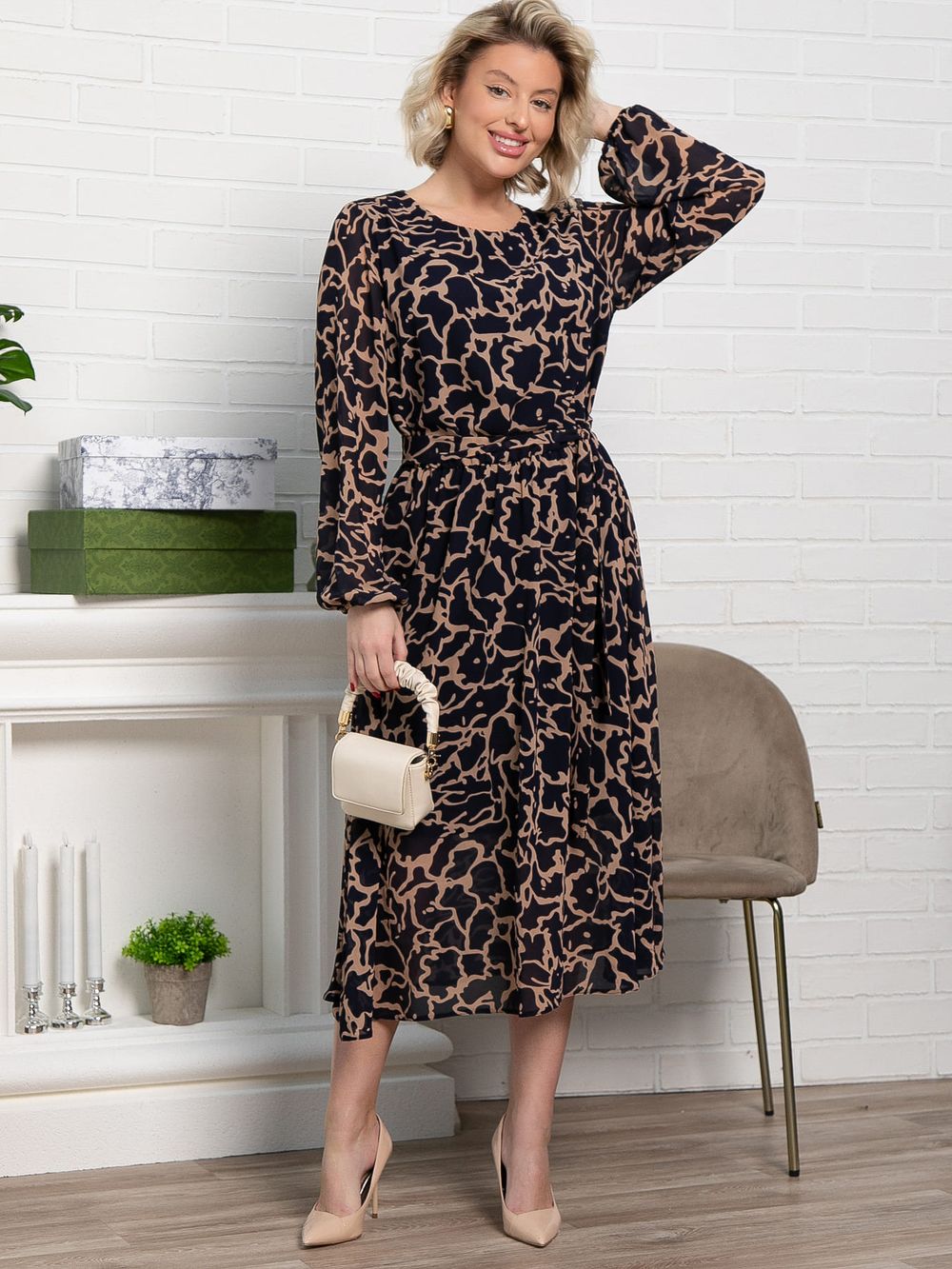 Платье Идиллия (сине-бежевое) П15379-16М LT Collection