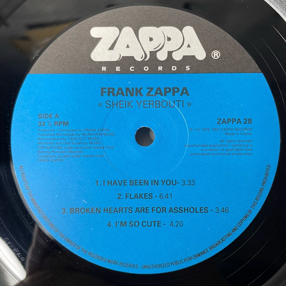 Винтажная виниловая пластинка LP Frank Zappa Sheik Yerbouti (Франция 1991)