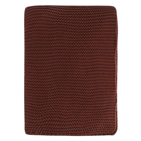 Плед из хлопка жемчужной вязки коричневого цвета из коллекции essential, 130x180 см