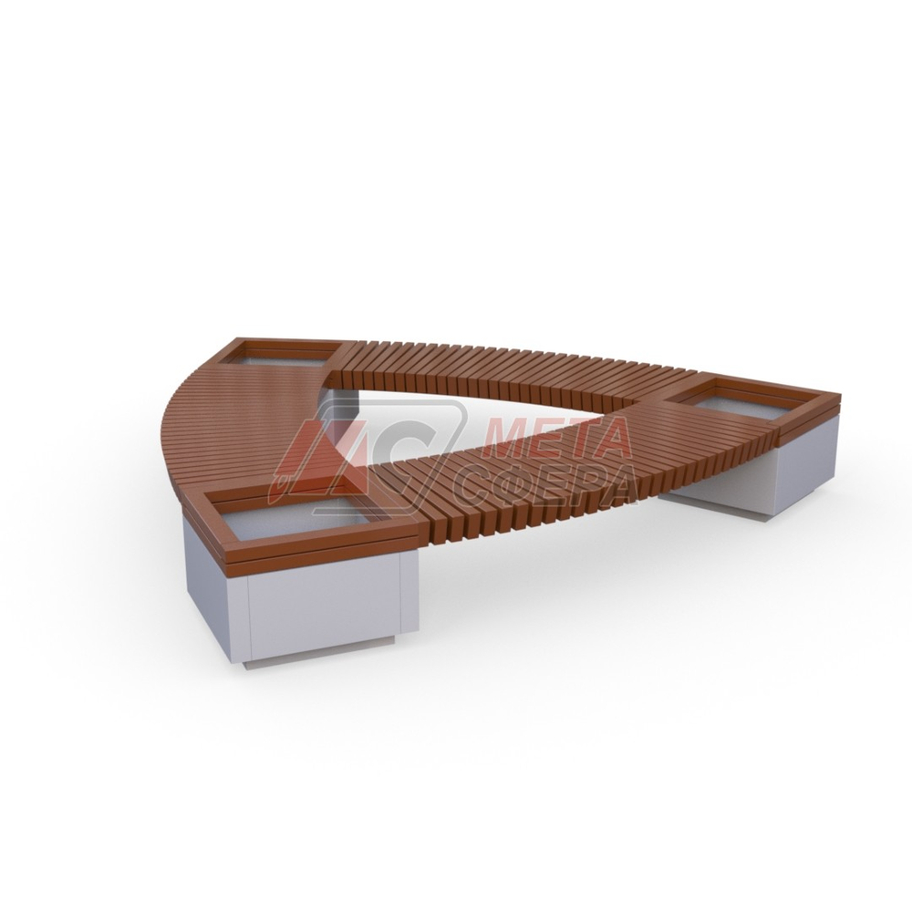 Лавка Rail Road 02 Треугольник с 3-мя вазонами