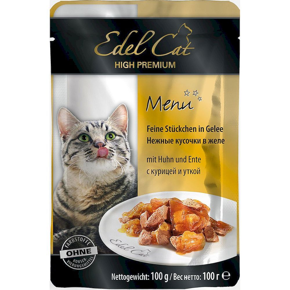 Эдель Кэт пауч 100г нежные кусочки в желе с курицей и уткой Эдель Кэт пауч 100г нежные кусочки в желе с курицей и уткой