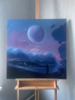 Картина маслом на холсте "Искатель" 75х75 см. Деревянный подрамник. Художник Наталия Осадчук