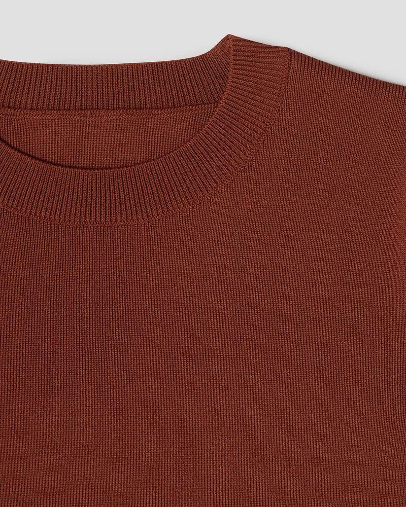 Терракотовый лонгслив из вискозы укороченный