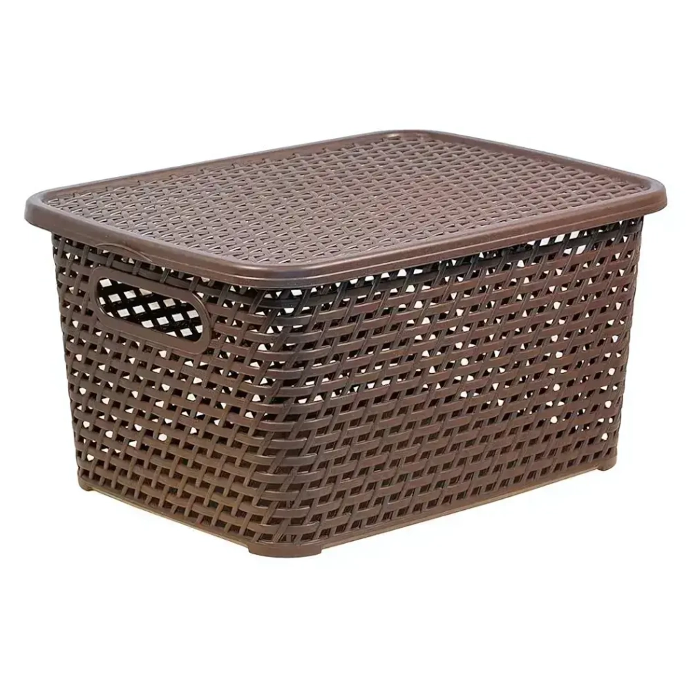 Ящик РОТАНГ с крышкой 13 л 370х190мм коричневый ротанг 0,19х0,28х0,37м
