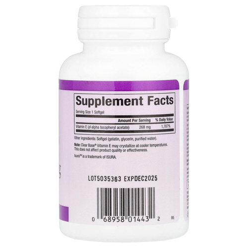 Natural Factors, Clear Base®, витамин E, 268 мг (400 МЕ), 60 мягких таблеток