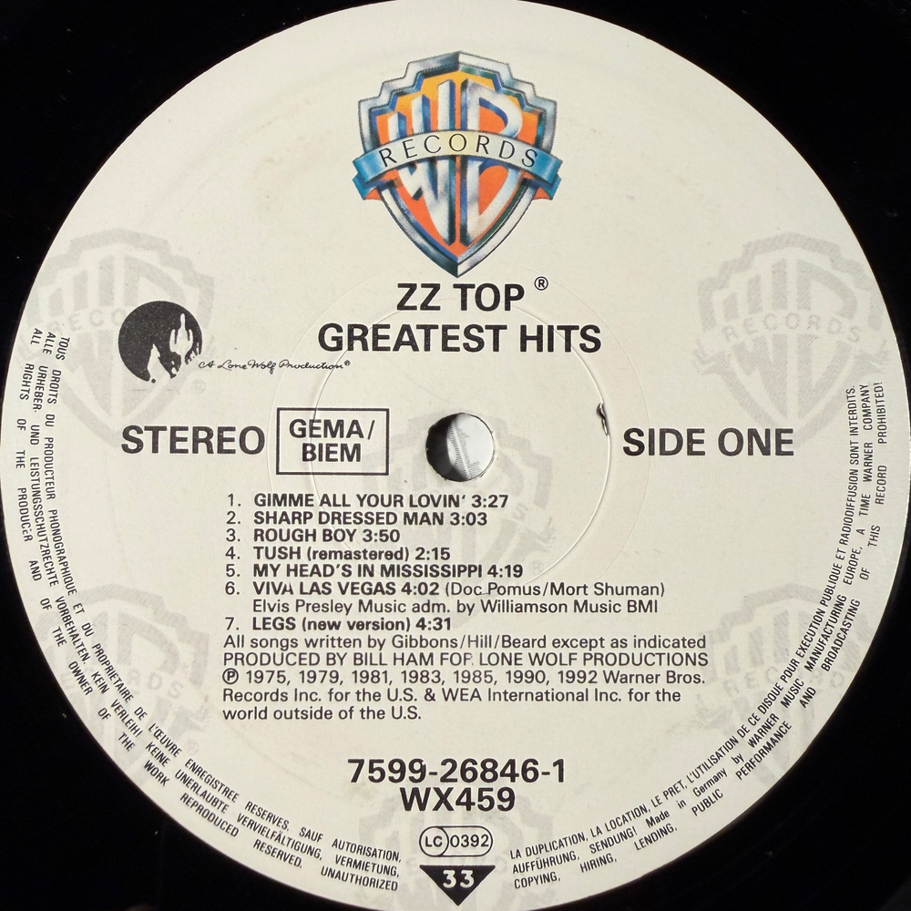 ZZ Top ‎– Greatest Hits (Германия 1992г.)