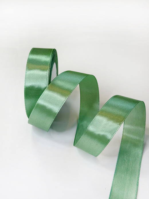 Атласная лента 25 мм (25 ярд)  цвет дымчато-зеленый