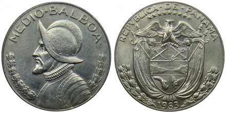 Панама 1/2 бальбоа, 1973 - 1993 Васко Нуньес де Бальбоа XF