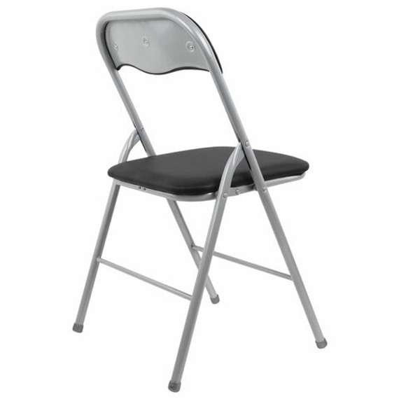 Стул складной BRABIX "Golf CF-007", серебристый каркас, кожзам чёрный, 532891
