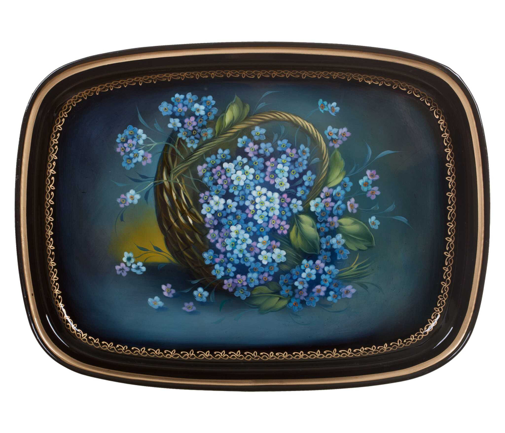 Жостовский поднос декоративный, размер 33х24 см (A12), металлический