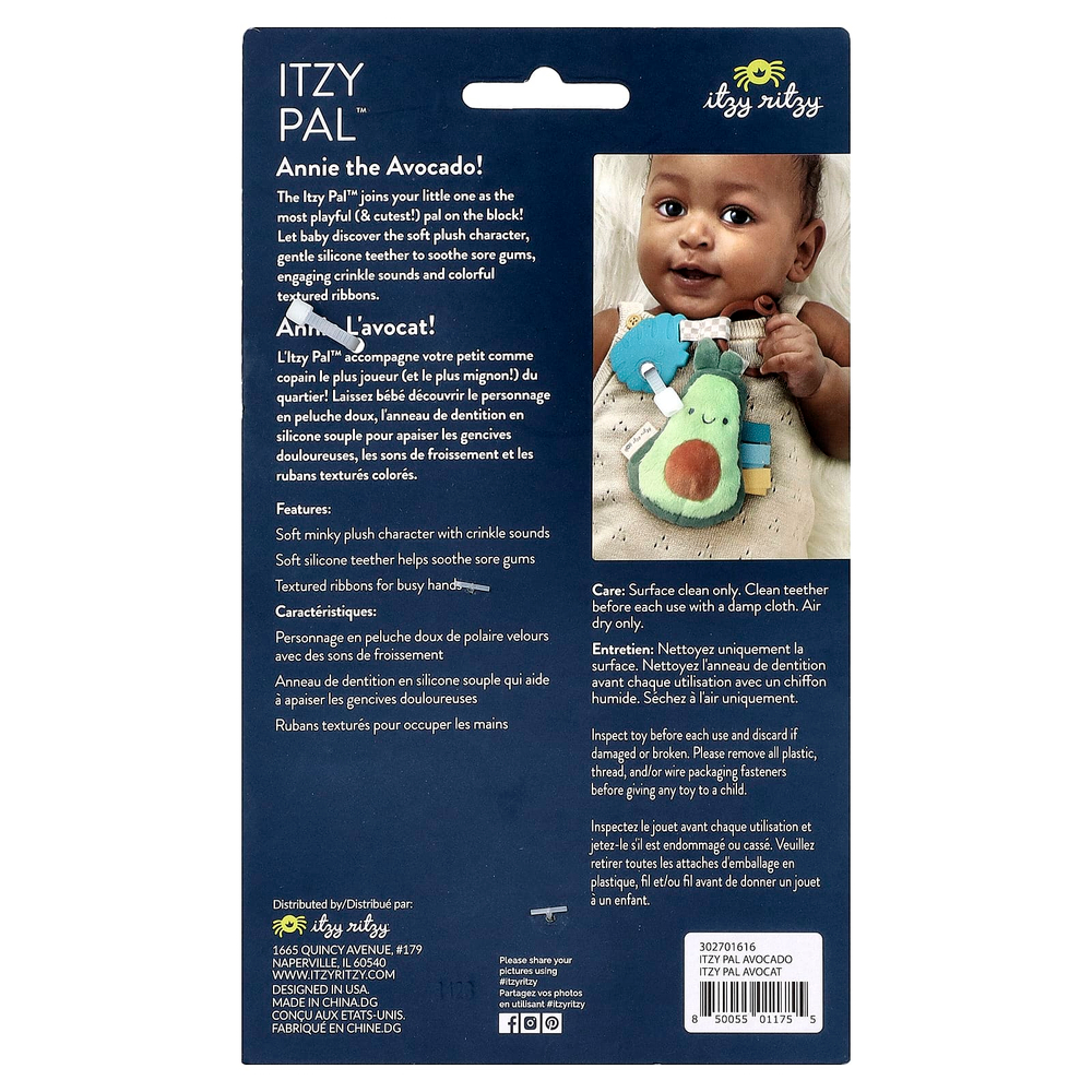 itzy ritzy, Itzy Pal™, плюшевая палочка с силиконовой прорезывателем, для детей от 0 месяцев, авокадо, 1 шт.
