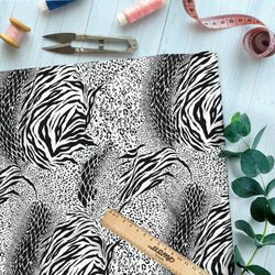 Ткань барби чёрно-белые принты животных