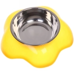 Миска пластиковая с металлической чашкой «Цветок» 16,5*4,2см цвет оранжевый/150 и 200мл