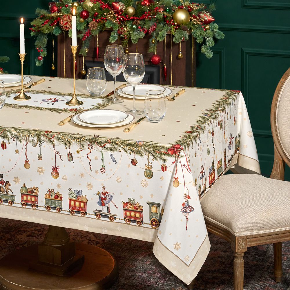 СКАТЕРТЬ "ЩЕЛКУНЧИК" 160Х220СМ БЕЖЕВЫЙ,100% ХЛОПОК,ТВИЛ