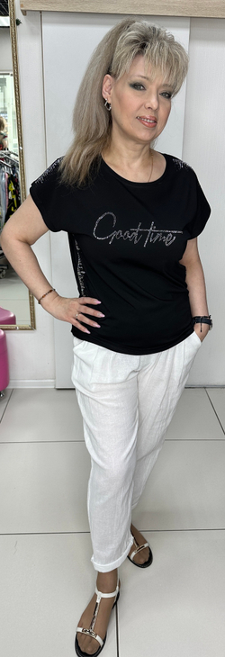 Белые итальянские брюки-момы на резинке