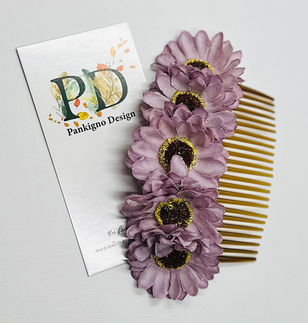 Гребень Pankigno Design с цветком хризантемы