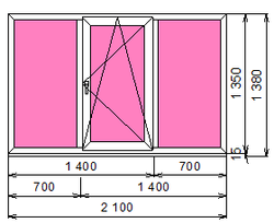Пластиковое окно 1350 х 2100 ТермА Эко